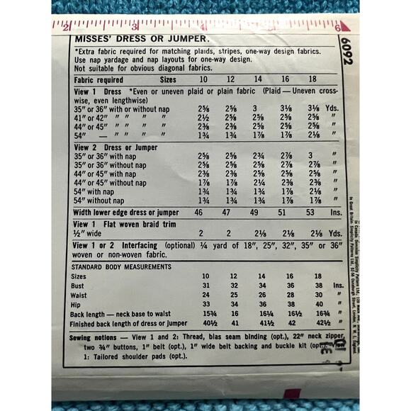 Simplicity 6092 Sewing pattern Aline dress 1960s size 10 - Picture 5 of 5